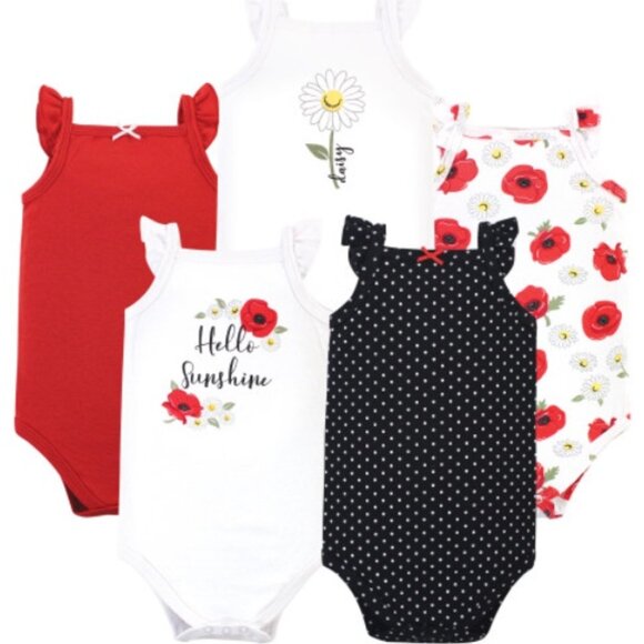 Hudson Baby Cotton Sleeveless Bodysuits, Poppy Daisy Size 18 Months NWT - Picture 1 of 11